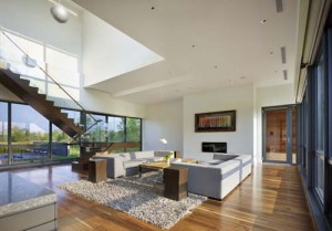 Modern Living Room, Niagara River House, Modern House Design