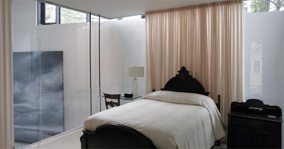 Bedroom view, Ansley Glass House, House with Glass Curtain-Walls