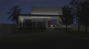 Concept House A, Minimalist House Concept by Ragr Studio - Front view at Night