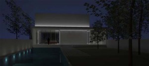 Concept House A, Minimalist House Concept by Ragr Studio - Pool and Garden view at night