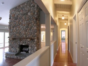 Hallway and Living Room view, Au Sable River Residence