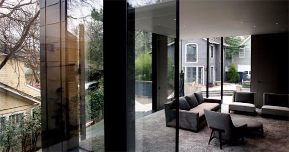 Interior view, Ansley Glass House, House with Glass Curtain-Walls