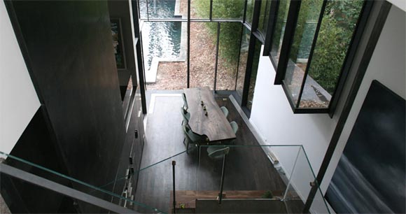 Interior view, Ansley Glass House, House with Glass Curtain-Walls