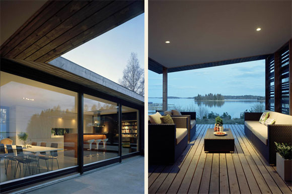 Living Room view of H - House in Troso, South of Stockholm by WRB Architects